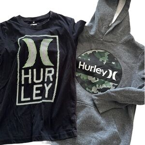 Hurley boys size 7/8  Black Tee and Gray Hoodie Set